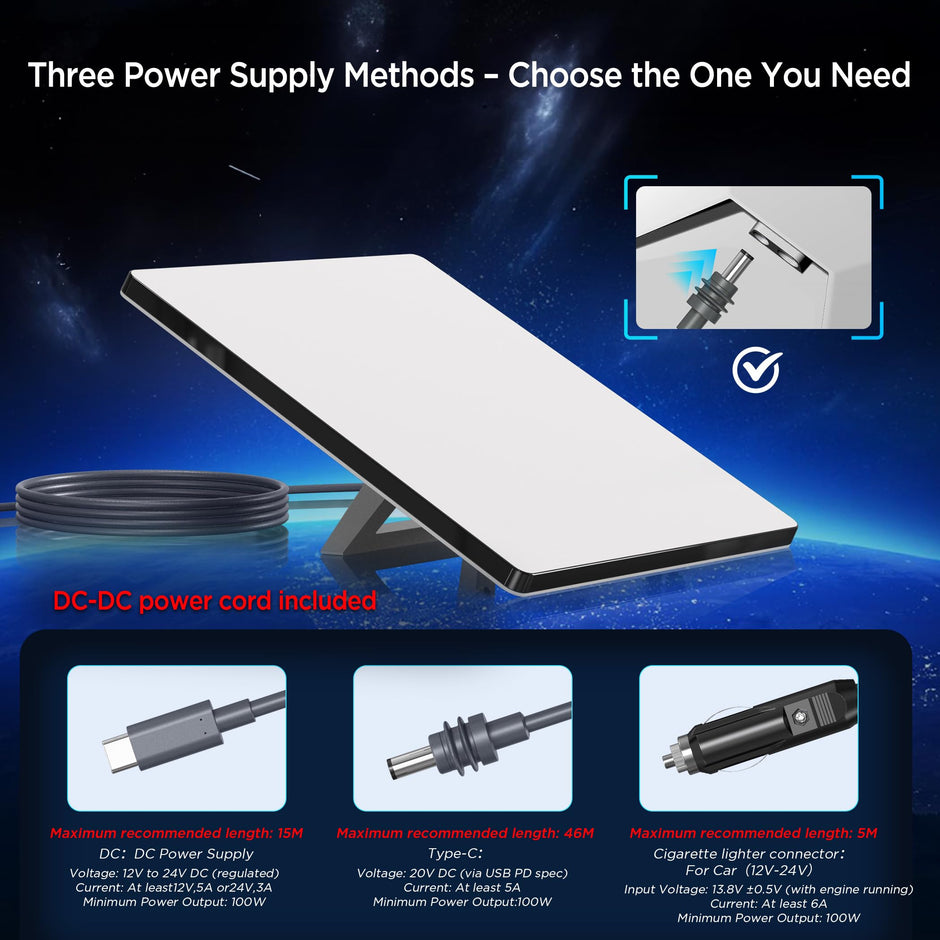 Hugener 3 Packs Starlink Mini Adapters + 2M Cable, USB C/Car Charger/DC to DC Charging Power Converter, Plug & Play Starlink Mini Accessories