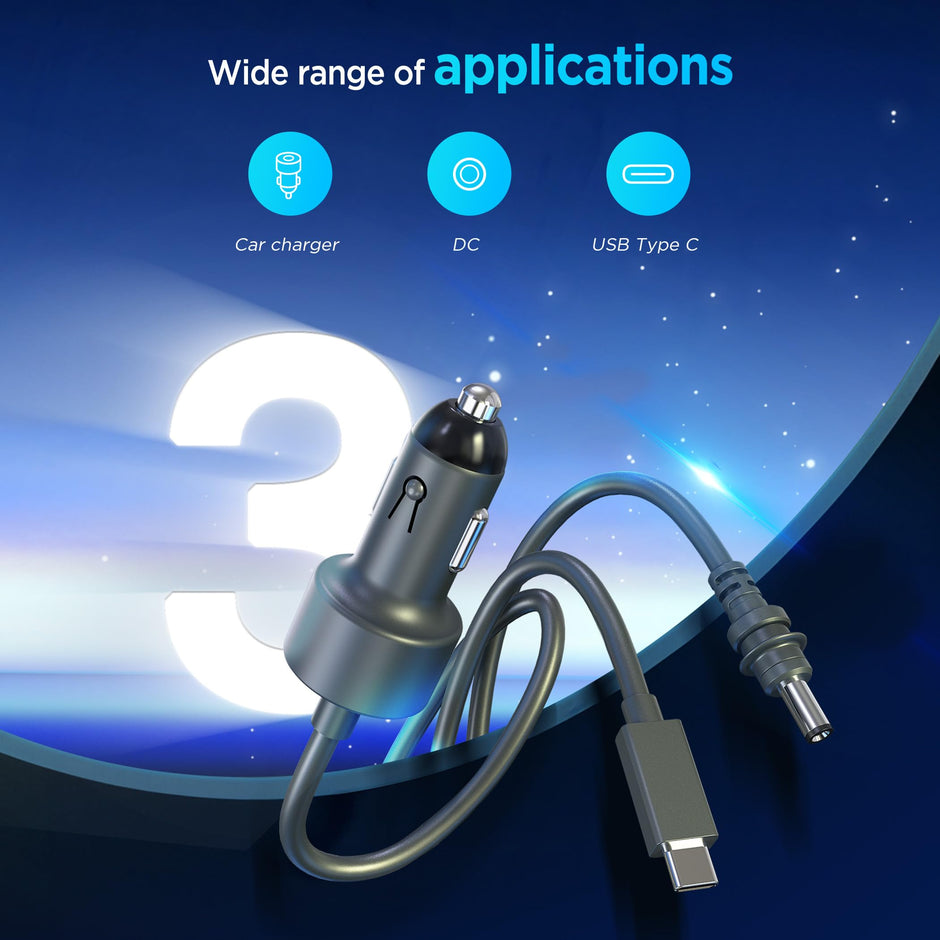 3 in 1 Starlink Mini Cable 33FT/ 10M, High-Speed USB C/Car Charger/DC to DC Replacement Cable for Starlink Mini Accessories