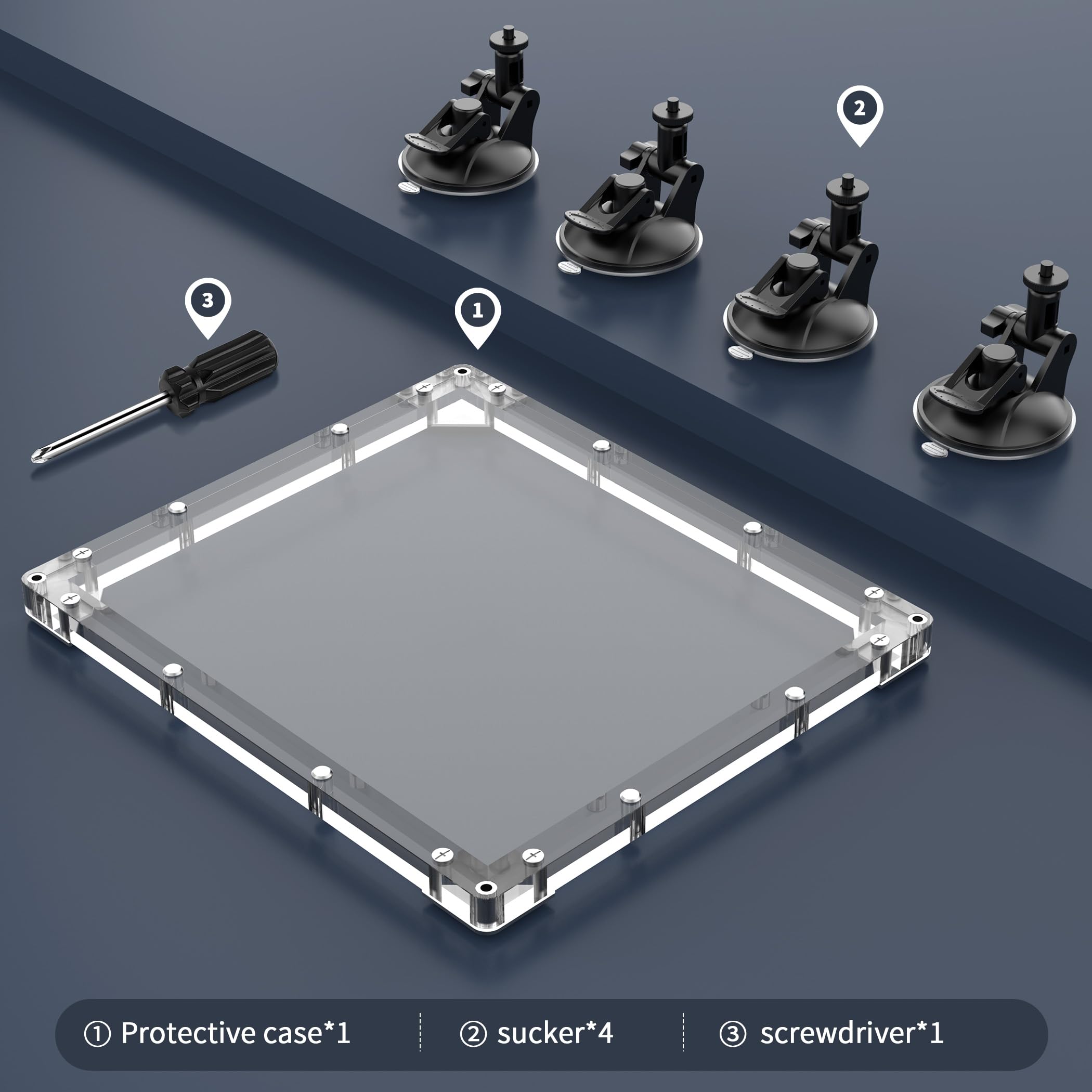 Hugener Starlink Mini Car Mount with Protective Cover, Weatherproof 2 in 1 Frame and Strong Suction Cups Anti-Vibration Kit, Hail Proof and UV-Resistant Mount for Camping, Traveling