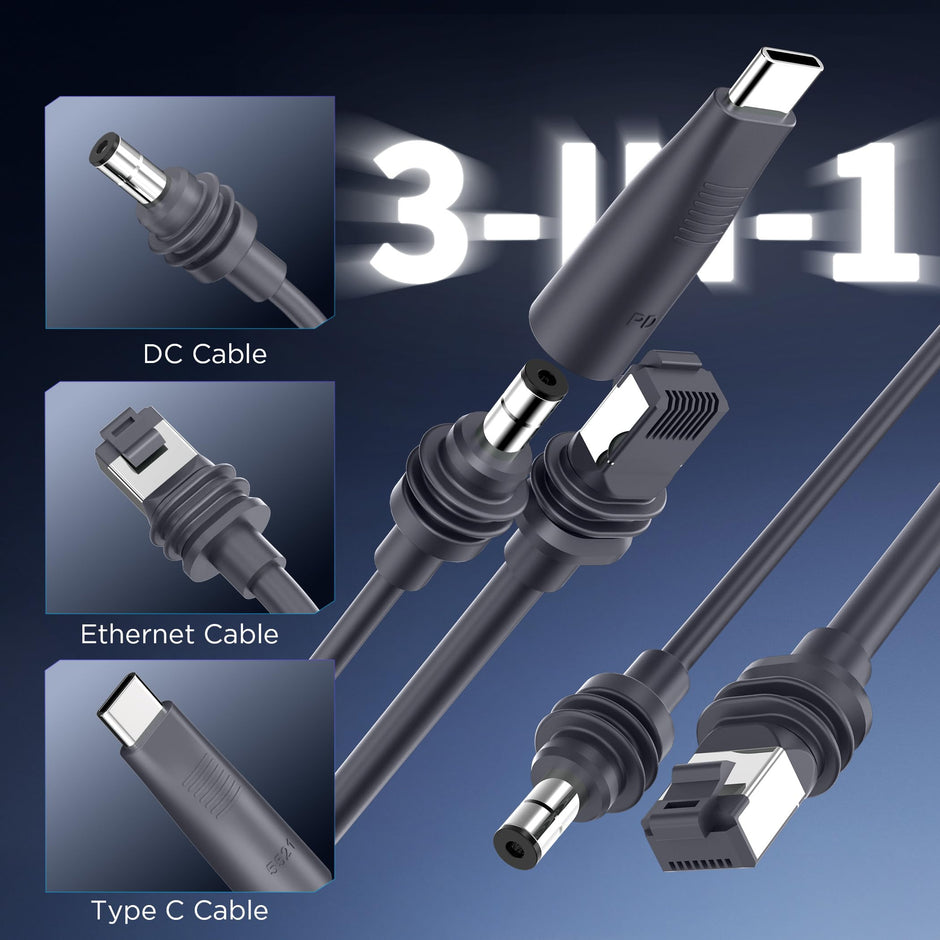 Hugener 2 in 1 Starlink Mini Cable 16.4FT/5M, DC/USB C Charging + Ethernet Cable, Replacement Starlink Mini Power Accessories