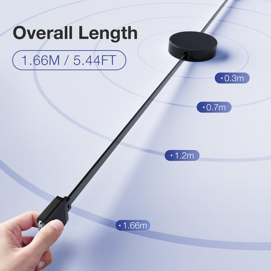 Hugener Magnetic 3 Retractable Cable USB-C 5.4FT for M4/M3/M2 MacBook Air & Pro Charger, 140W Safe 3 Cable for MacBook Air (13