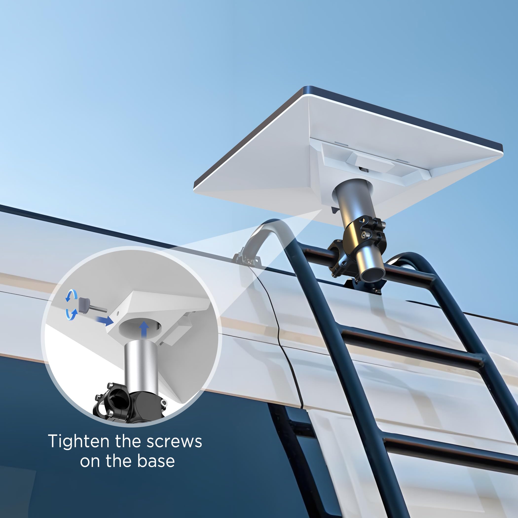 Hugener Starlink Mini Mount for RV/ Pole/ Yacht/ Camper, Starlink RV Ladder Mount Pole Range 0.8-1.18 inch , Starlink Mounting Kit