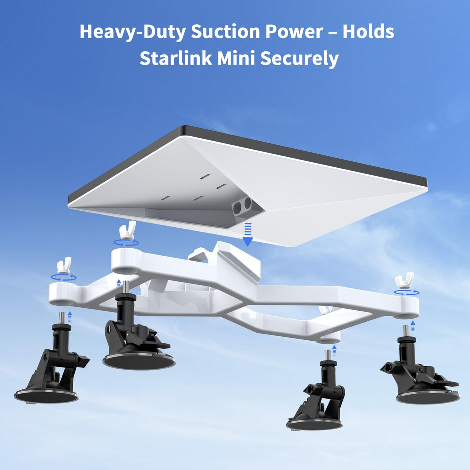 Hugener Starlink Mini Car Mount, Secure Mounting Kit for Car Windows & Sunroofs, Strong Suction Up Ensure Stable Satellite Signal for RVs, Boats and Road Trips