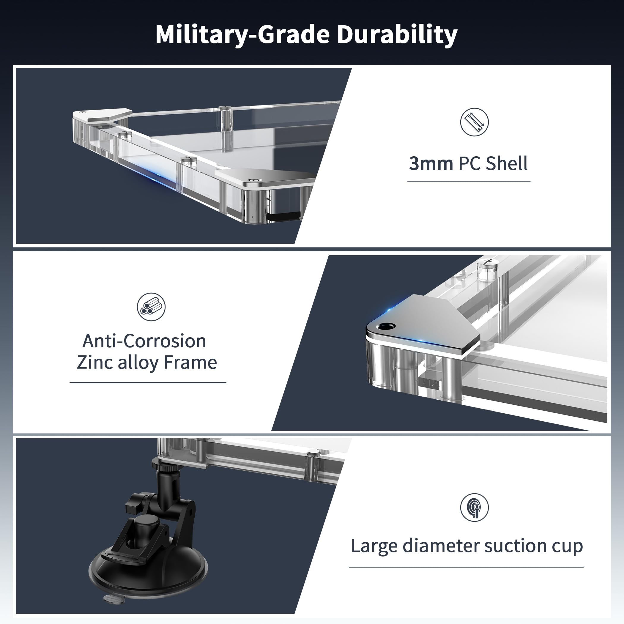 Hugener Starlink Mini Car Mount with Protective Cover, Weatherproof 2 in 1 Frame and Strong Suction Cups Anti-Vibration Kit, Hail Proof and UV-Resistant Mount for Camping, Traveling