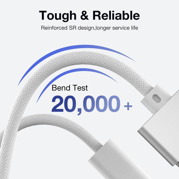 Hugener Magnetic 3 Cable USB-C 6.6FT Compatible with M4/M3 MacBook Air Pro Charger, 140W Magnetic Safe 3 Cable for MacBook Air (13"/15" 2025/2024/2023/2022), Pro (16"/14" 2024/2023/2021), White