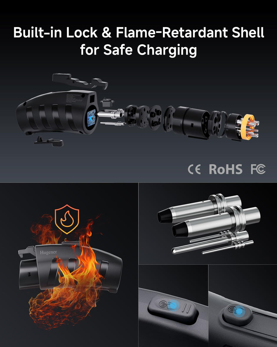 Adapter for Tesla to J1772 EV Charging, NACS Converter - 80Amp & 250V AC, Compatible with Tesla High Powered Connectors, Destination/Mobile Chargers for J1772 Electric Vehicles (Black)