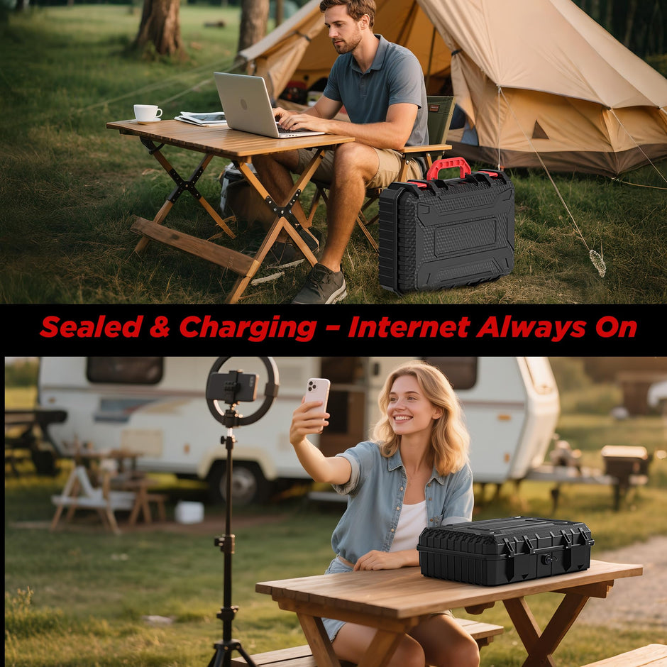 Hugener Shockproof Hard Case for Starlink Mini, Unpacking charging - External DC Port, EVA Portable Starlink Case for Travel, Camping