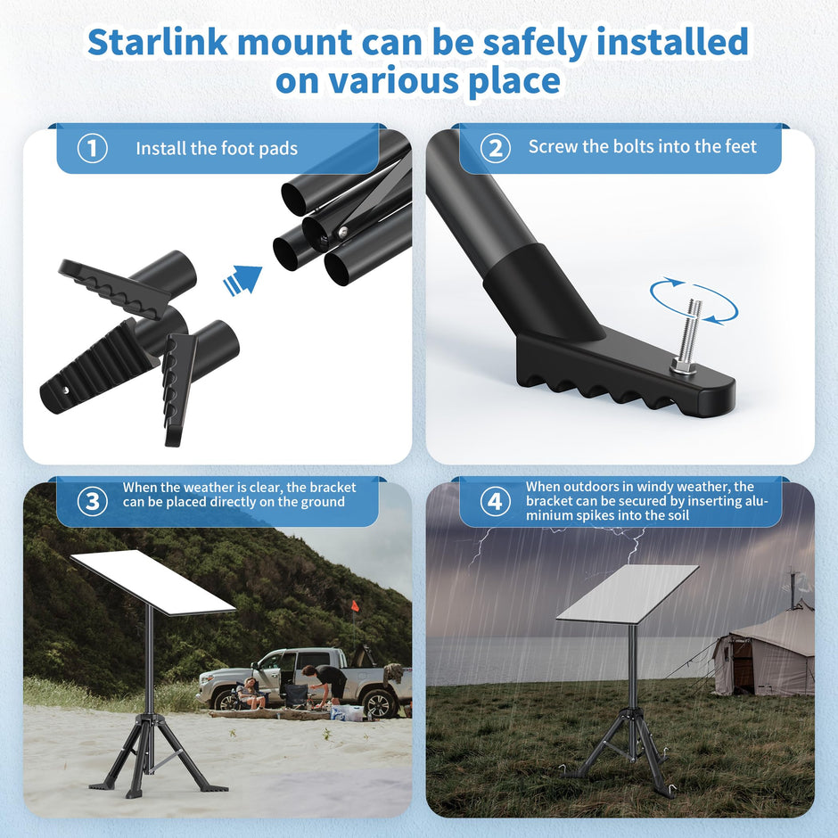 Starlink Gen 3/ Starlink Mini Tripod Stand with Pipe Adapter, Outdoor Portable Starlink Mounting Kit for Camping and RV Travel