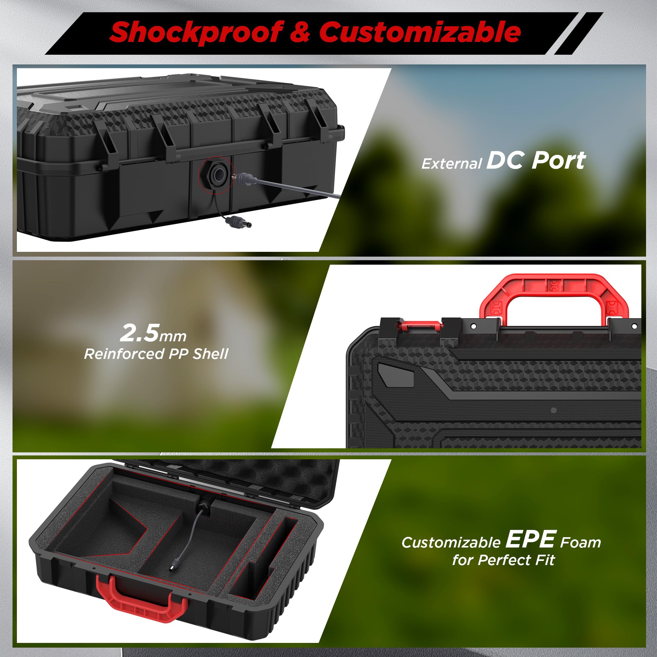 Hugener Shockproof Hard Case for Starlink Mini, Unpacking charging - External DC Port, EVA Portable Starlink Case for Travel, Camping