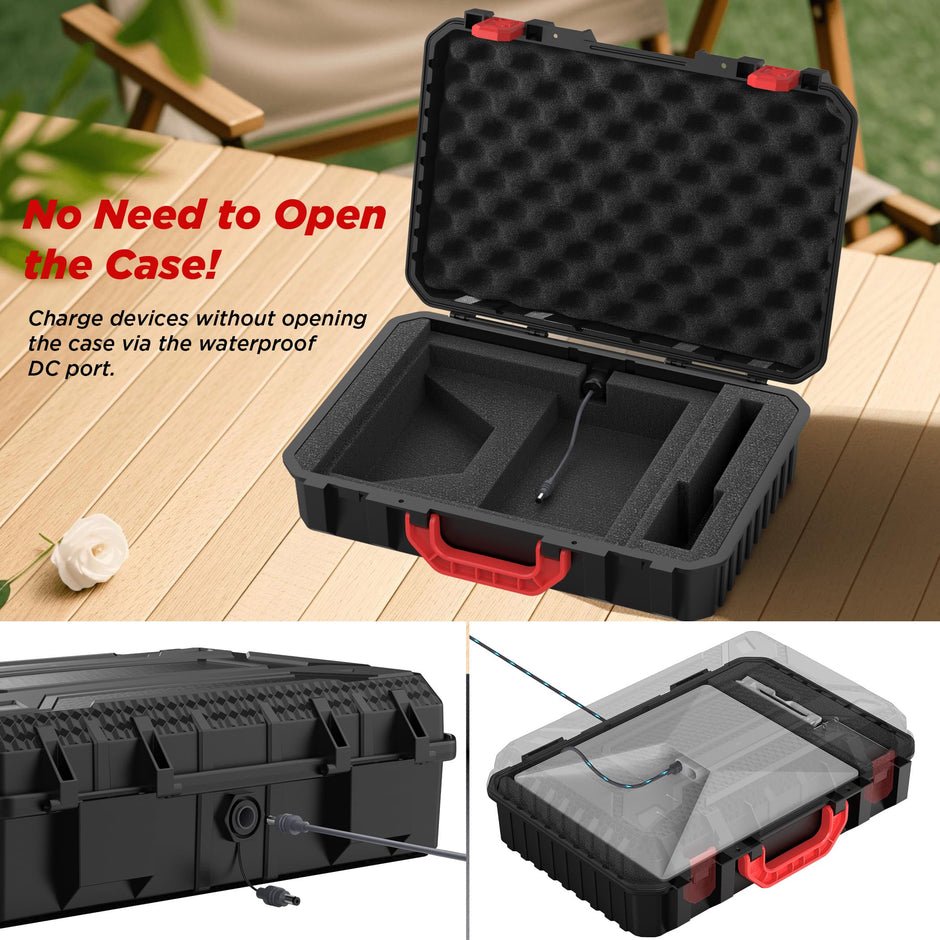Hugener Shockproof Hard Case for Starlink Mini, Unpacking charging - External DC Port, EVA Portable Starlink Case for Travel, Camping