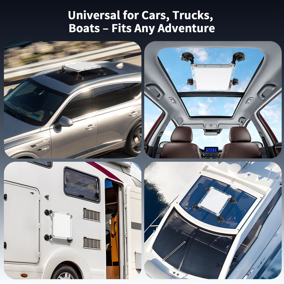 Hugener Starlink Mini Car Mount with Protective Cover, Weatherproof 2 in 1 Frame and Strong Suction Cups Anti-Vibration Kit, Hail Proof and UV-Resistant Mount for Camping, Traveling