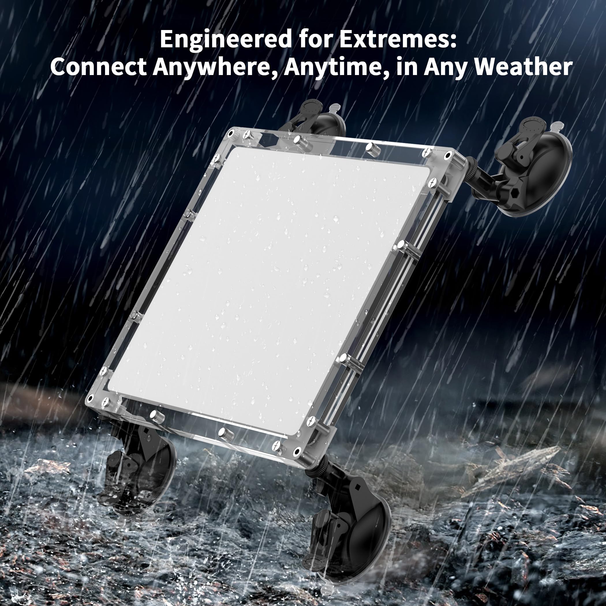 Hugener Starlink Mini Car Mount with Protective Cover, Weatherproof 2 in 1 Frame and Strong Suction Cups Anti-Vibration Kit, Hail Proof and UV-Resistant Mount for Camping, Traveling