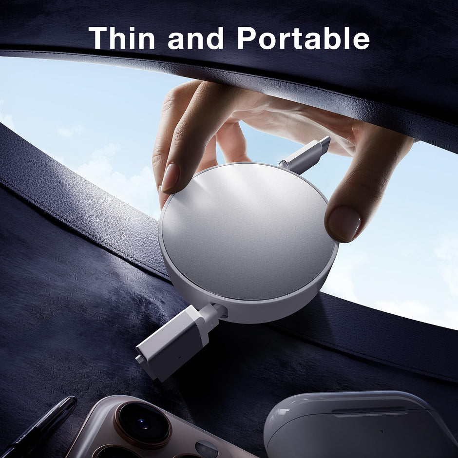 Hugener Magnetic 3 Retractable Cable USB-C 5.4FT for M4/M3/M2 MacBook Air & Pro Charger, 140W Safe 3 Cable for MacBook Air (13