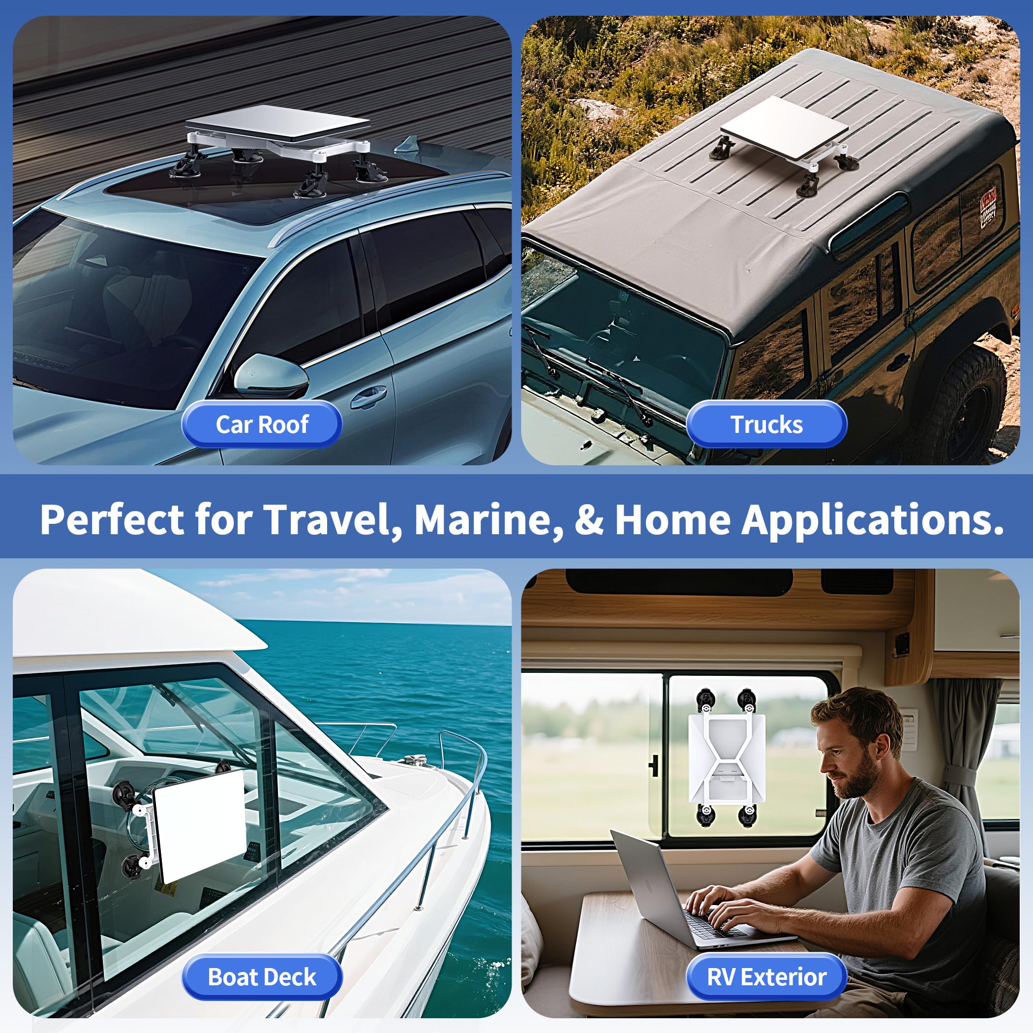 Hugener Starlink Mini Car Mount, Secure Mounting Kit for Car Windows & Sunroofs, Strong Suction Up Ensure Stable Satellite Signal for RVs, Boats and Road Trips