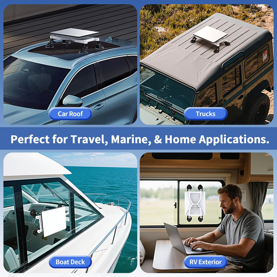 Hugener Starlink Mini Car Mount, Secure Mounting Kit for Car Windows & Sunroofs, Strong Suction Up Ensure Stable Satellite Signal for RVs, Boats and Road Trips