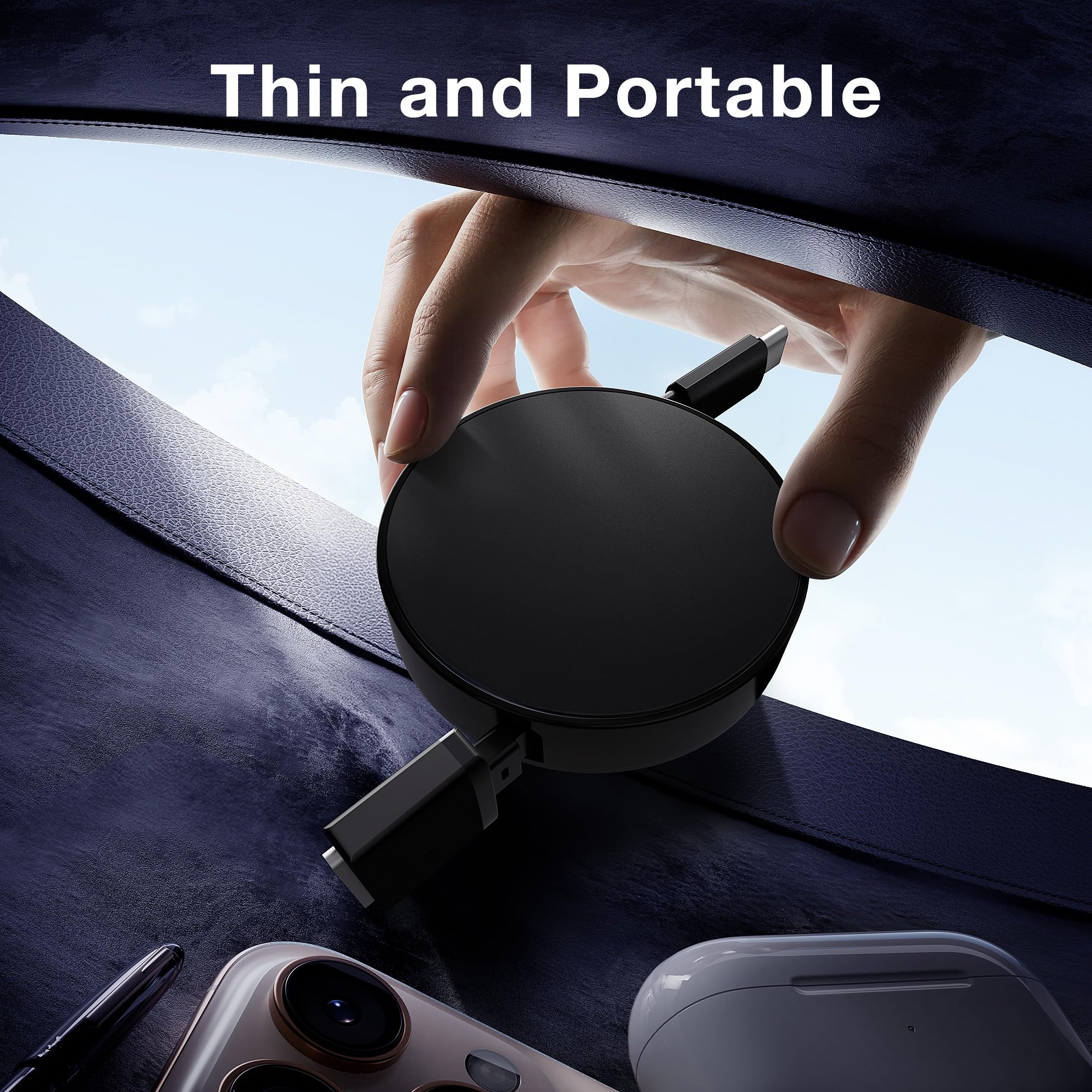 Hugener Magnetic 3 Retractable Cable USB-C 5.4FT for M4/M3/M2 MacBook Air & Pro Charger, 140W Safe 3 Cable for MacBook Air (13